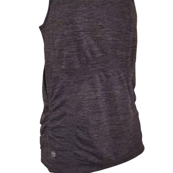 ATHLETA Fast Workout Tank Gray Mesh Ruched Size Medium - Picture 4 of 5